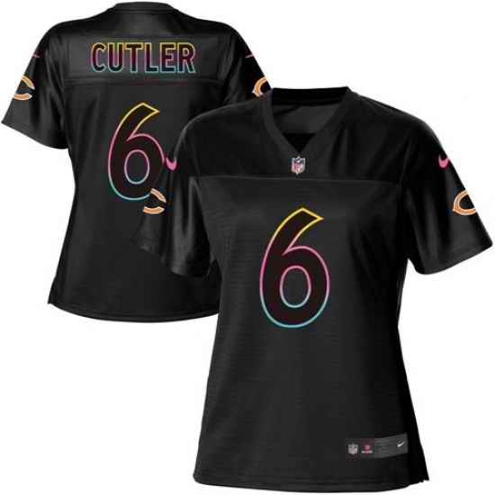 Nike Bears #6 Jay Cutler Black Womens NFL Fashion Game Jersey